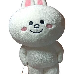 LINE FRIENDS Cony White & Pink Rabbit Plush Stuffed Animal, Polyester